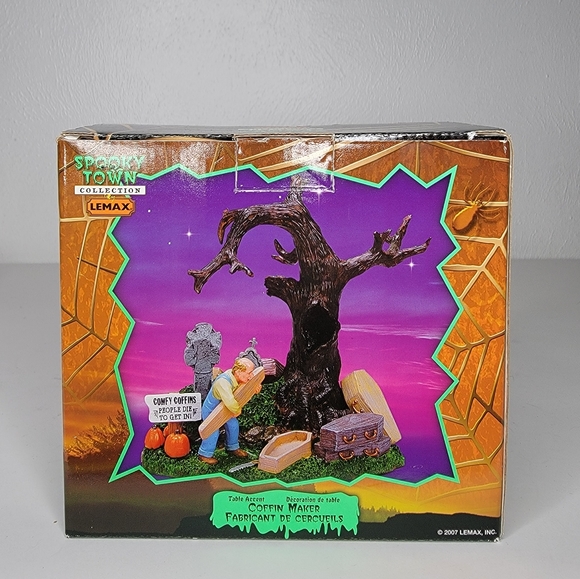 Retired 2007 LEMAX Halloween Spooky Town "COFFIN MAKER" - Picture 4 of 5